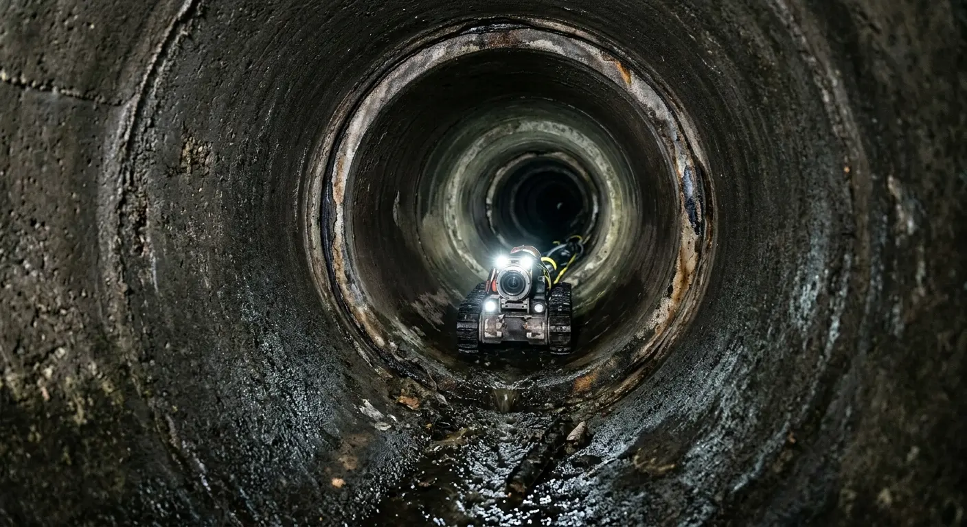 Robotic sewer camera inspecting pipe interior for Sewer Line Cleaning in Camp Pendleton Mainside